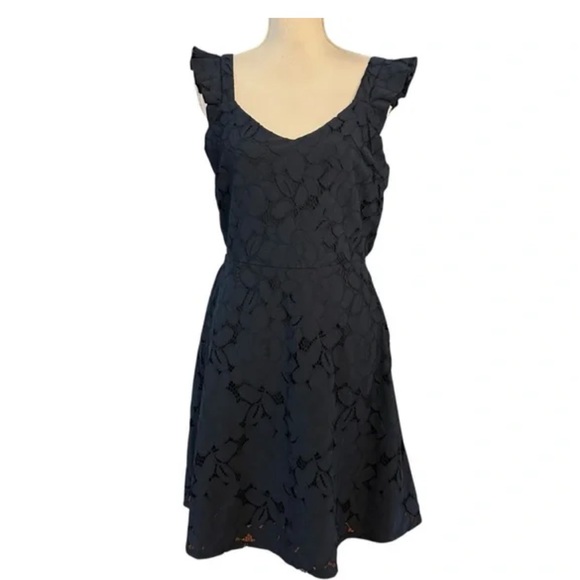 Monteau Women's Lace Fit & Flare Dress Navy Blue - Picture 2 of 3